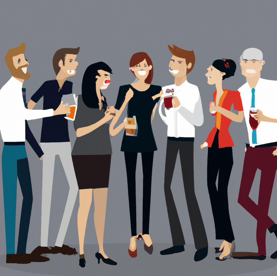 Picture of People chatting at an apero, created by DALL-E 